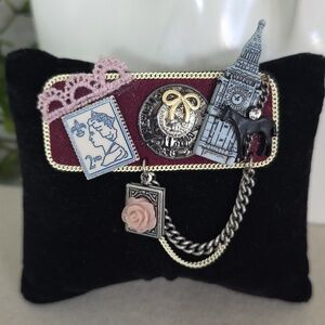 British Theme Handmade Brooch Pin Big Ben Locket Black Horse